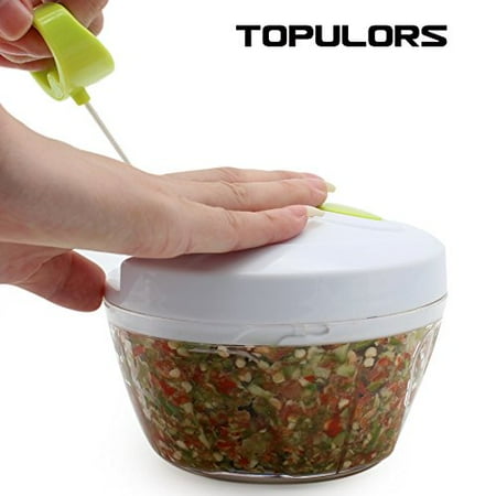Stretched Chopper - 2017 Manual Food Chopper Hand-Powered Food Chopper Compact Handheld Onion Chopper, Garlic Squeezer, Ginger Slicer, Pepper Cut, Herbs Chop, Cheeses Chopper Masher
