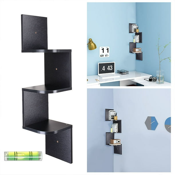 3 Layers Corner Wall Mount Shelf/Black Ladder Shelves