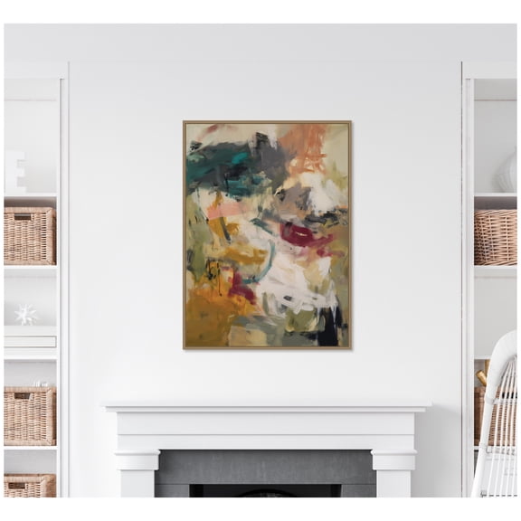 Kate and Laurel Framed Canvas Wall Art Print Painted Storm No. 1 by Amy Lighthall, 28 x 38 Sylvie Dark Gold Frame, Modern Contemporary, Abstract Art for Wall Decor