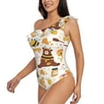 thumbnail image 2 of Gaeub Cute Bee Honey Jar Hive Bear Women's One Shoulder Ruffle Tummy Control Swimwear for Swimming Surfing Beach Party - XX-Large, 2 of 8