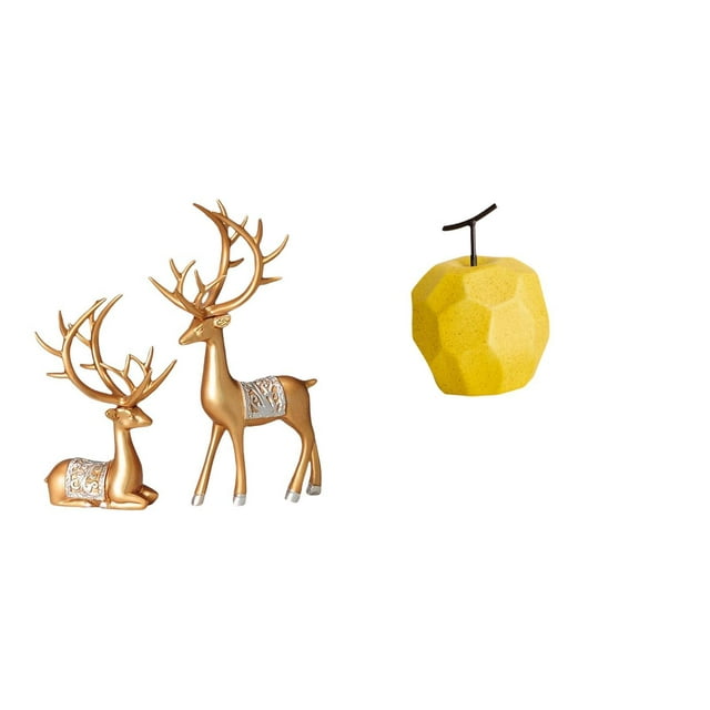 Escultura De Fruta De Porcelana De Reno Europeo, Adorno De Ciervo Coleccionable, Decoración Geométrica De Mesa Para Festivales, Oficinas Y Amantes De La Artesanía.