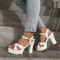 thumbnail image 4 of Heiheiup Sandales à Talons Hauts pour Femmes en Cuir, à Brides Croisées, Bout Ouvert, Semelle Épaisse avec Boucle, 4 of 4