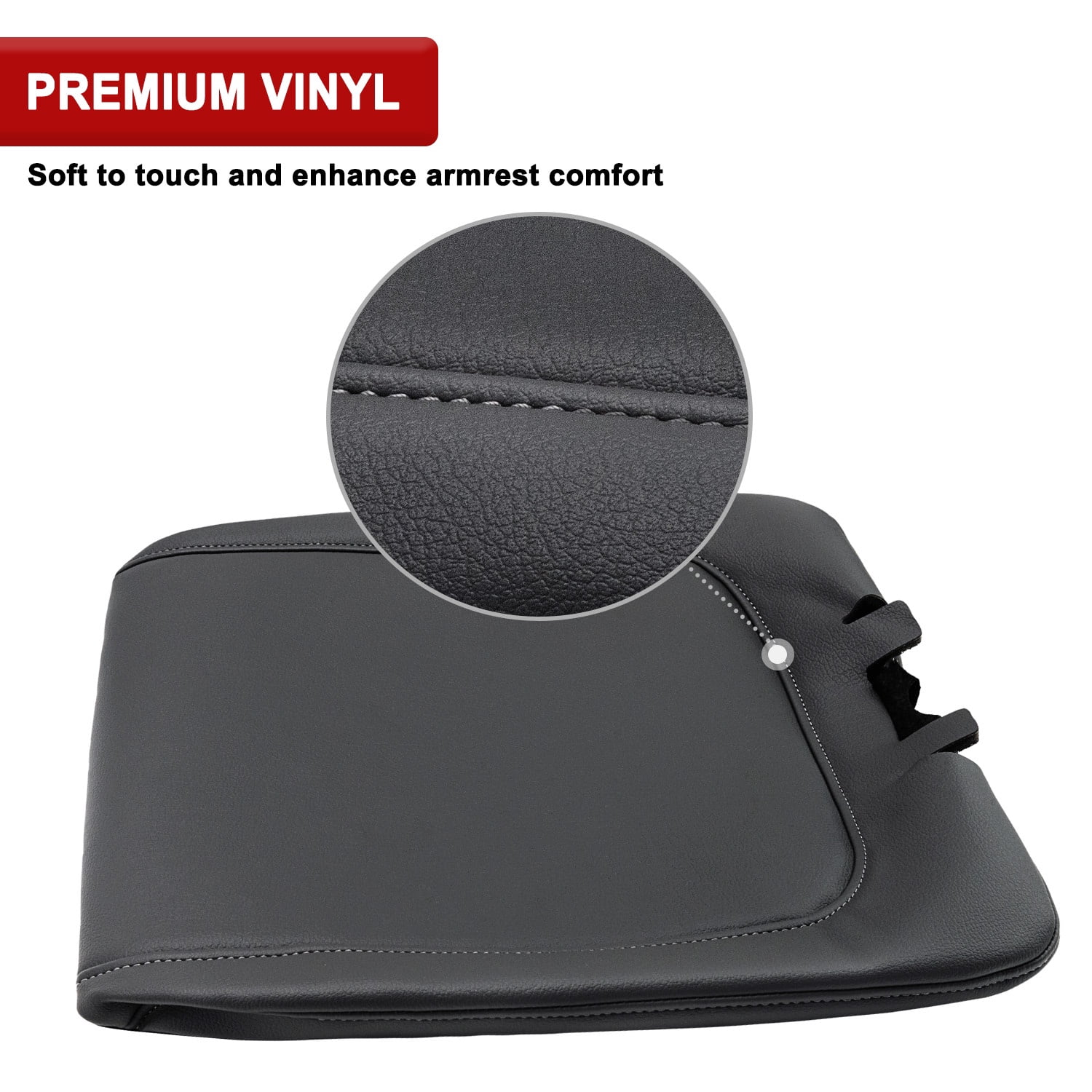 KBH Center Console Cover Replacement for 2013-2018 Dodge Ram 1500 Accessories, Ram 2500/3500/1500 Classic Model 2013-2025, Black Leather Armrest Cover Protector