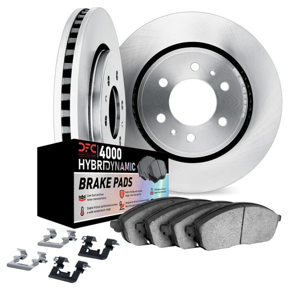 Dynamic Friction Company Rear Brake Rotors Kit | 4000 HybriDynamic Brake Pads includes Hardware 6812-48043