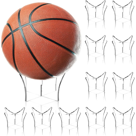 12 Pack Acrylic Ball Stand, Ball Display Stand Holder, Football Basketball Holder, Trophy Autograph Memorabilia Display Case for Volleyball Rugby Soccer