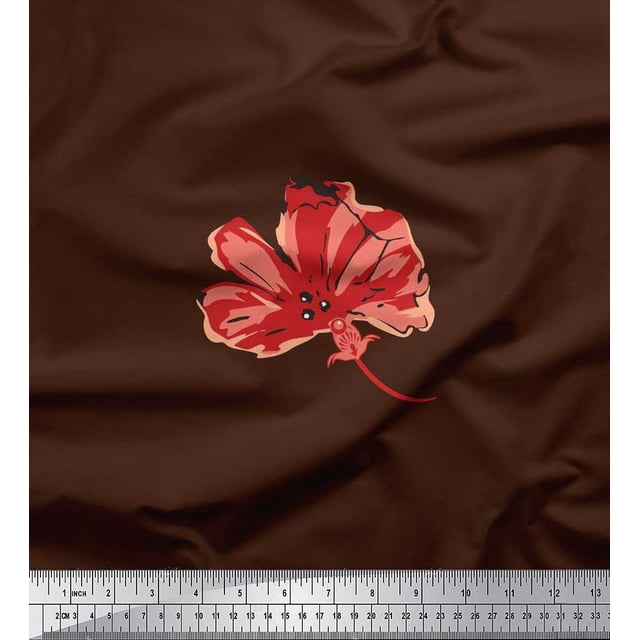 Soimoi polyester Crepe Fabric Artistic Flower Decor Fabric Printed Yard 42 Inch Wide