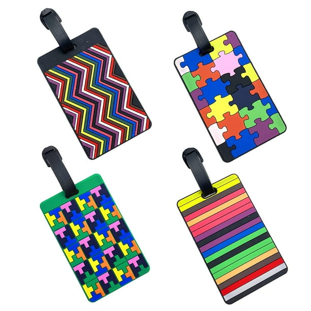 Conjunto de 4 encantadoras etiquetas de equipaje seguro Pvc Maleta Etiquetas de equipaje Titular de la tarjeta de visita/Etiqueta de bolsa de identificación de viaje Afortunado Sencillez