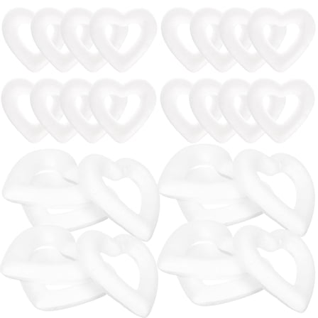 HAKIDZEL Heart Shaped Globes Foam Hollow Hearts White Foams 50Set