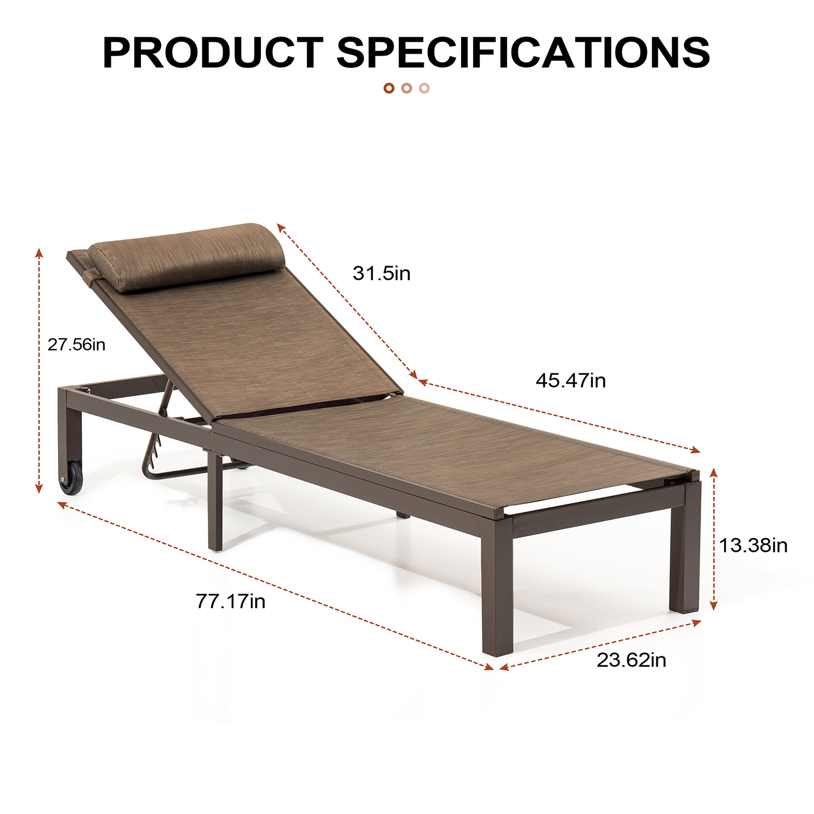 Crestlive Products Brown  Aluminium Adjustable Patio Pool Chaise Lounge Chairs (Set of 2) - image 2 of 7
