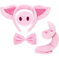 thumbnail image 1 of Conjunto de disfraz de cerdo, orejas de cerdo, nariz, cola y pajarita, accesorios de disfraces de cerdo rosa para niños Rojo Verde, 1 of 5