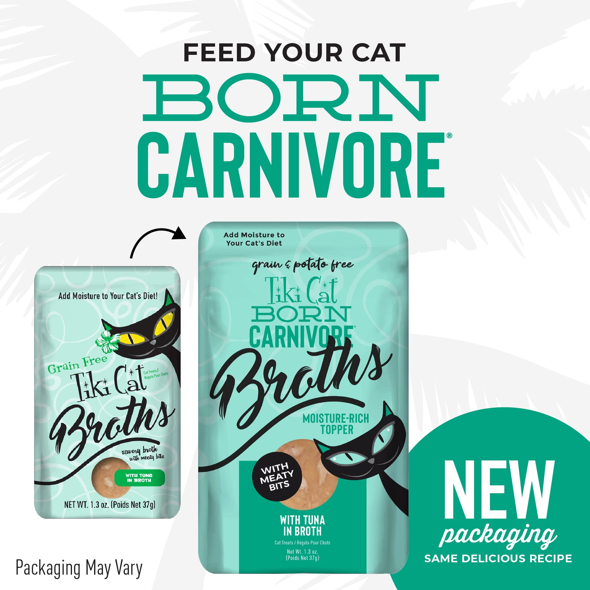 Tiki Cat Savory Broth, Grain Free Lickable Wet Food Treat Flavor Booster with Tuna, 12 Pack