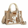 thumbnail image 4 of Wrangler Tote Bag Cow Print Western Satchel Bags for Women with Braided Rope Handle, Tan, 4 of 7