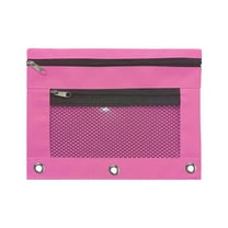 Yhmxh Pencil Pouch for 3 Ring Binder, Pencil Case with 9 Zipper Pockets and Clear Window, Big Capacity Pencil Bag, Fabric Zipper Pouch(Purple)