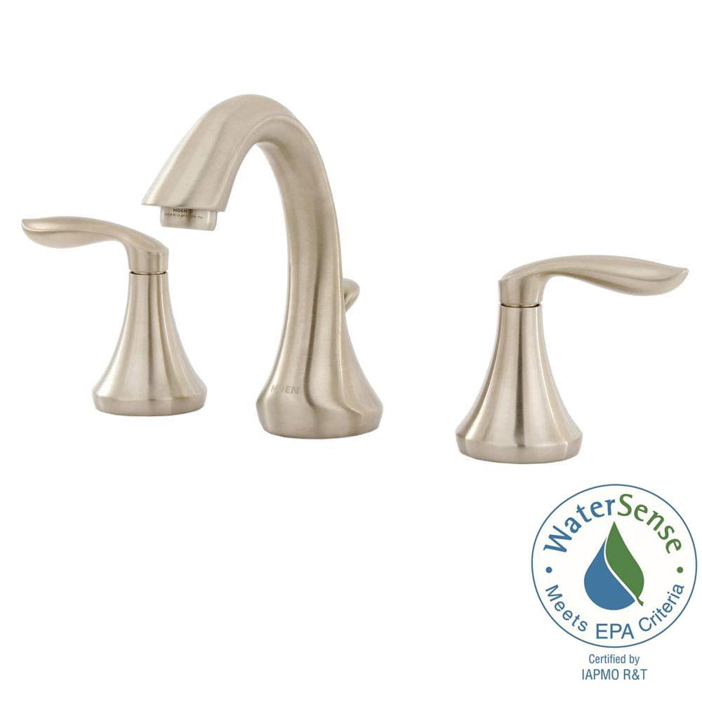 MOEN T6420BN Eva 8 in. Widespread 2-Handle High-Arc Bathroom Faucet Trim Kit in Brushed Nickel (Valve Not Included)