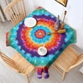 thumbnail image 2 of Colorful Tie Dye Mandala Pattern Square Tablecloth,Waterproof Square Table Cover,Wipeable Spillproof Washable Table Cover for Home Kitchen Party Decor 42"X42"(107x107cm), 2 of 6