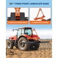 thumbnail image 2 of GloryStar Cat-0 / Cat-1 3 Point Landscape Rack, 50 Inch Steel Tractor Rack with Replaceable Spring Tines, Hitch Pin and Quick Mount Design for Efficient Garden, Lawn, Farm and Grass Care, 2 of 7