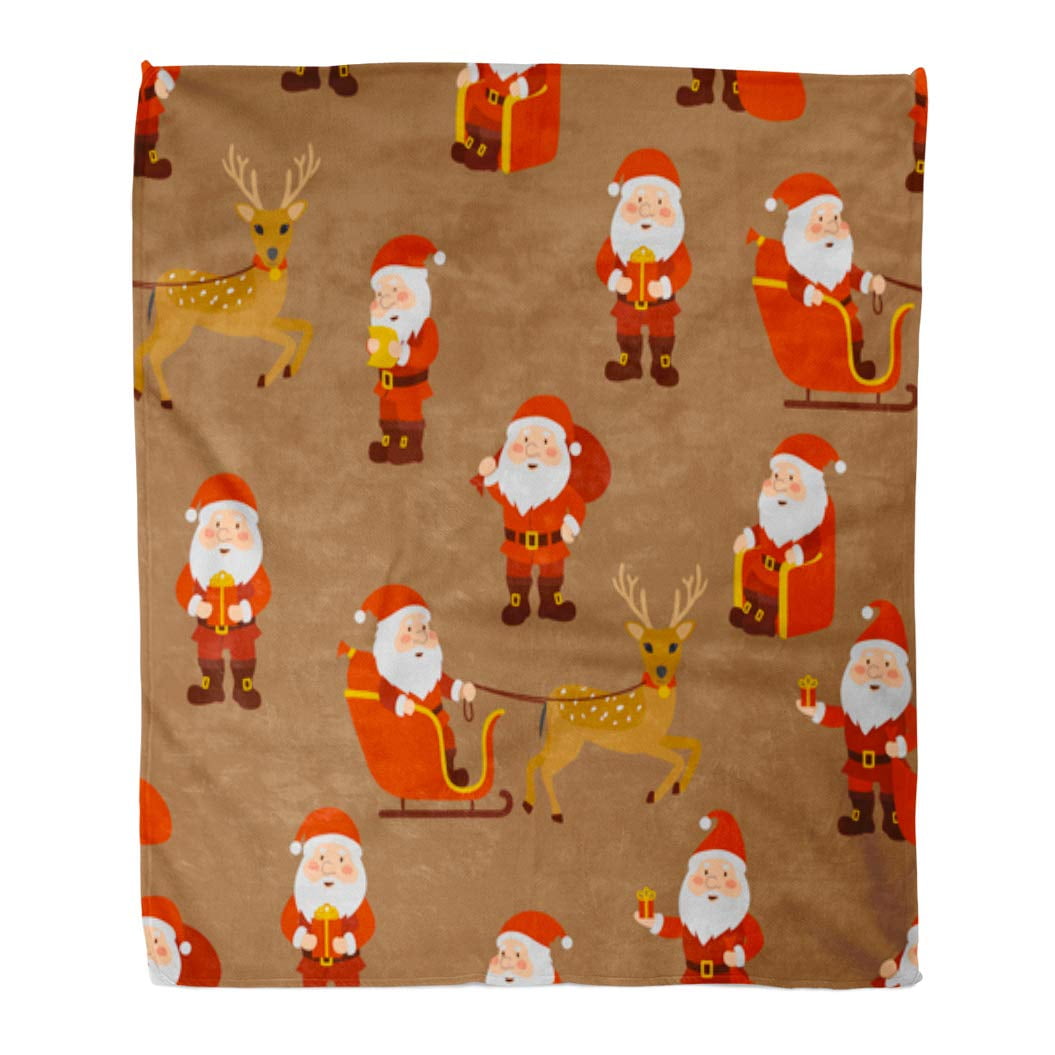 ASHLEIGH Throw Blanket 58x80 Inches Cartoon Santa Claus in Different