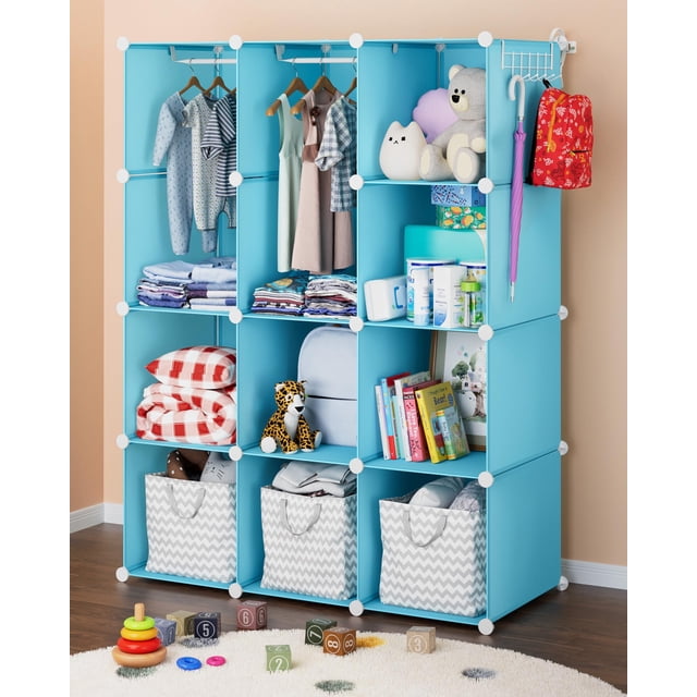Armario organizador de armario para bebés CUBEDIY, duradero, azul