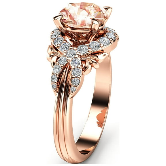 Peach Pink Sapphire Engagement Ring