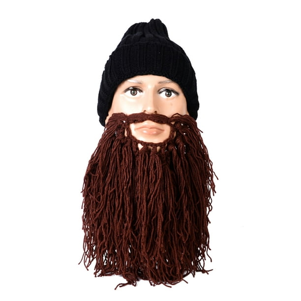 Drôle hiver Viking longue barbe laine casquette fou hommes chaud bonnet  chapeaux tricoté vent ski casquettes 
