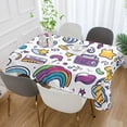 thumbnail image 2 of Yayeee Tablecloths 54" x 54" Rectangle Wrinkle Resistant Party Table Cover, Purple Doodle Pattern, 2 of 8