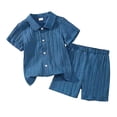 thumbnail image 2 of KDFJPTH Toddlers Outfits Sets for Graduation Boys Casual Short Sleeve Shirt Shorts Two Piece Play Kids Clothing Sets, 2 of 4