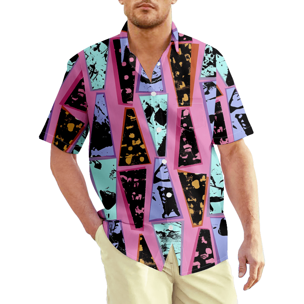KCYSTA Men's Shirt Vintage Retro 80s 90s Geometric Serviceable Breathable Art Graphic Shirt for Adult for Daily Wear, Adult Unisex, Size: Small, White