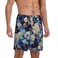 thumbnail image 2 of Bixox Men's Abstract Blue Squares printed lightweight casual shorts, soft sleep shorts with pockets., 2 of 7