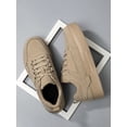 thumbnail image 2 of Men's Solid Color Grey Lace-up Front Sports Skate Shoes, Minimalist Style Round Toe Thick Bottom Height Increasing Athletic Shoes, 2 of 4