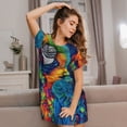 thumbnail image 3 of Kdxio Vibrant Rainbow Parrot Fantasy Pattern Womens Short Sleeve Sleepshirt Scoopneck Cute Nightdress Ruffle Comfy Nightgown, 3 of 6