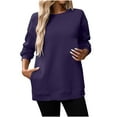thumbnail image 3 of UPPADA Womens Oversized Sweatshirts Crewneck Long Sleeve Pullover Tops Solid Color Dressy Tunics Fall Fashion Clothes with Pocket Purple,S, 3 of 9