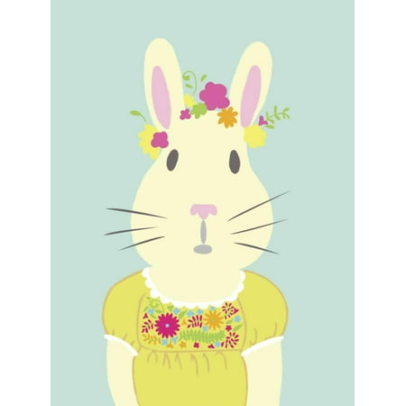 Whimsical Fun Folk Art - Fancy Animals Whimsical Folk Animal Rabbit Portrait Nursery Kids Room Decor Print Wall Art By Chariklia Zarris