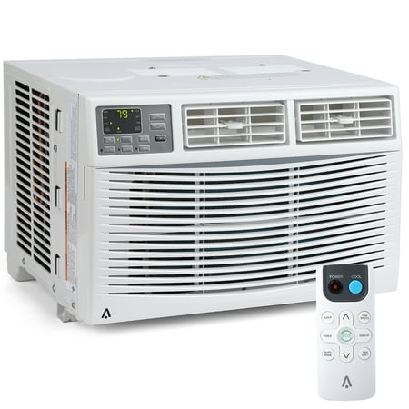 JustSmart 8000 BTU Window Air Conditioner, Cools Up to 350 Sq. Ft, Quiet Operation, Remote, LED Display, 3 Cooling & Fan Speeds, 24H Timer, Auto Restart, Dehumidifier, Without WiFi