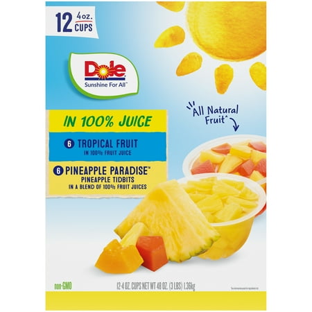 UPC 038900730383 product image for Dole Fruit Bowls in 100% Fruit Juice: Tropical Fruit & Pineapple Tidbits  4 oz ( | upcitemdb.com