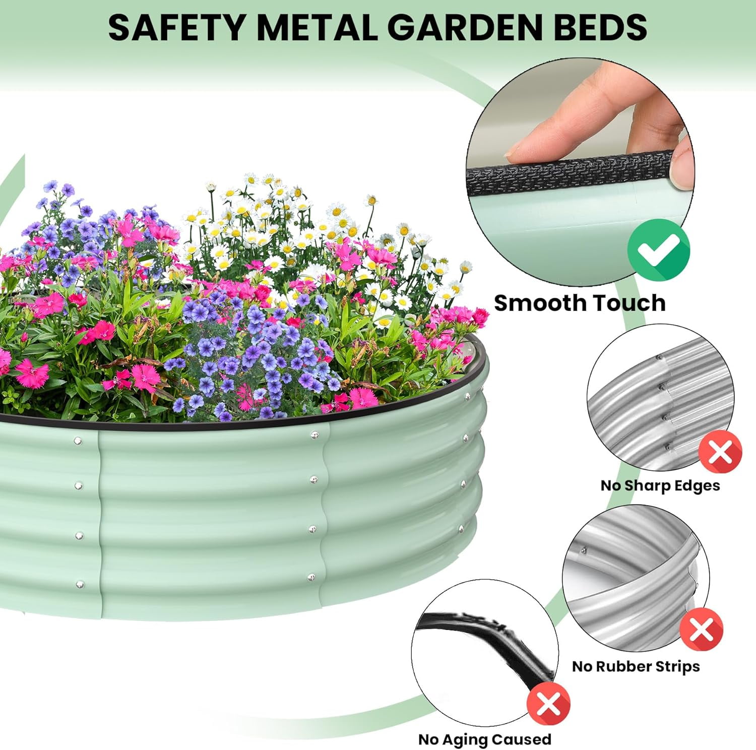 EastVita 3x3x1 FT Raised Garden Beds,2 Pack Galvanized Raised Garden Bed for Gardening, Round Metal Planter Box for Flower Plants