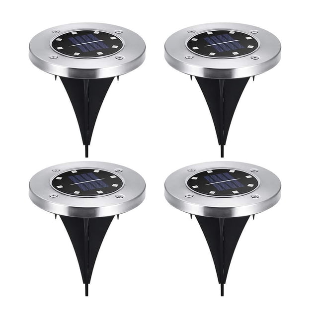Paquete de 4 luces solares de disco para exteriores, iluminación de paisaje de suelo impermeable para pasarela de jardín