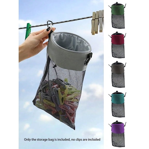 Mesh Clothespin Bag With Hook For Hanging Clothes Drawstring Closure Wide Mouth Clothespins For Clothesline Canvas Hanging Storage Bag Purple (wear-resistant Upgraded)