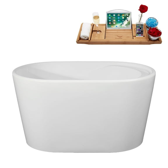 47" Streamline B-284-66-PBR Soaking Freestanding Tub and Tray With Internal Drain in Polished Brass
