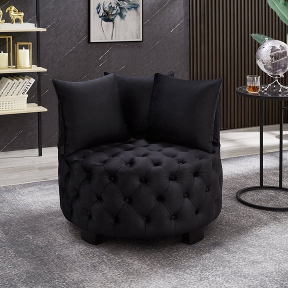 Accent Chairs Contemporary Upholstered Tufted Leisure Chair Accent Chair,Black,Comfortable Chairs