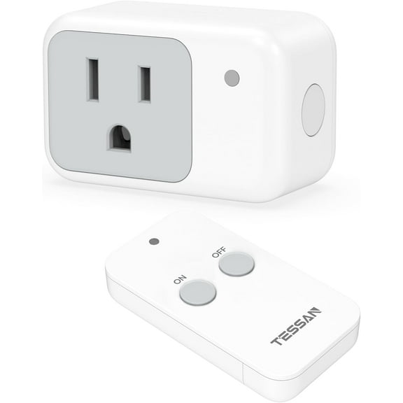 Remote Control Outlet, Wireless Electrical Outlet Light Switch, Wall Outlet Plug with ON/Off Switch for Indoor String Lights, Lamps, Small Appliances, 1250W 100ft Ran (1 Remote 1 Outlet)