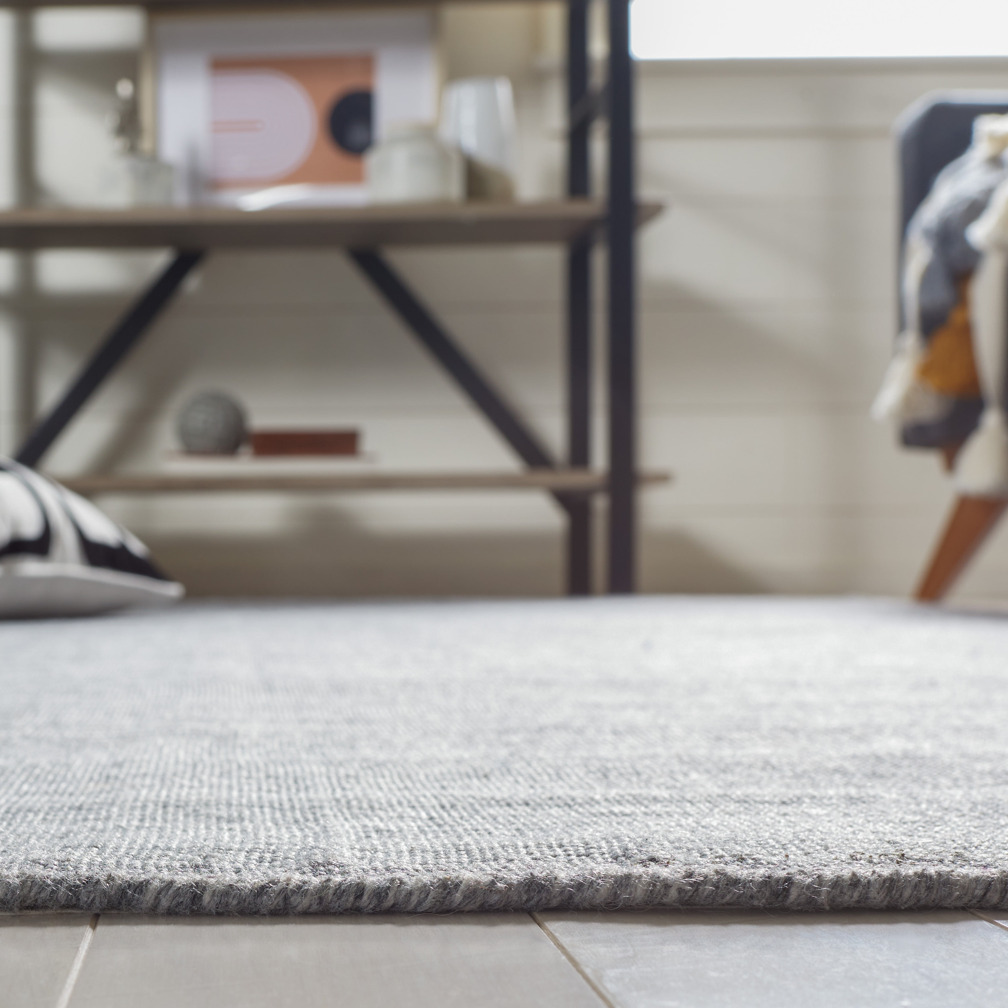 SAFAVIEH Kilim Cemal Striped Polyester Area Rug, Grey/Ivory, 8' x 10'