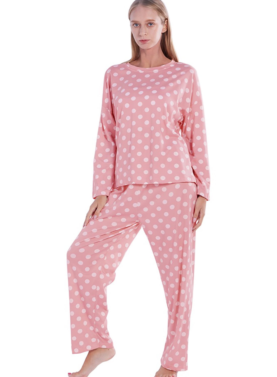 WBQ Pajamas Set Women's Long Sleeve Sleepwear Elastic Waist Nightwear