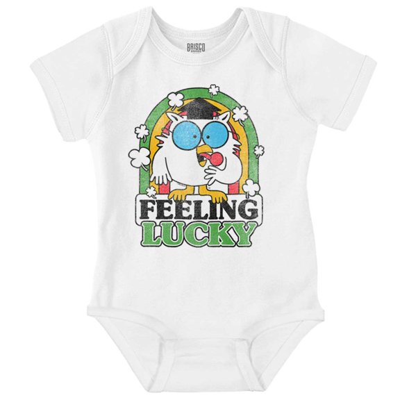 St Paddys Feeling Lucky Tootsie Owl Romper Boys or Girls Infant Baby Brisco Brands 18M