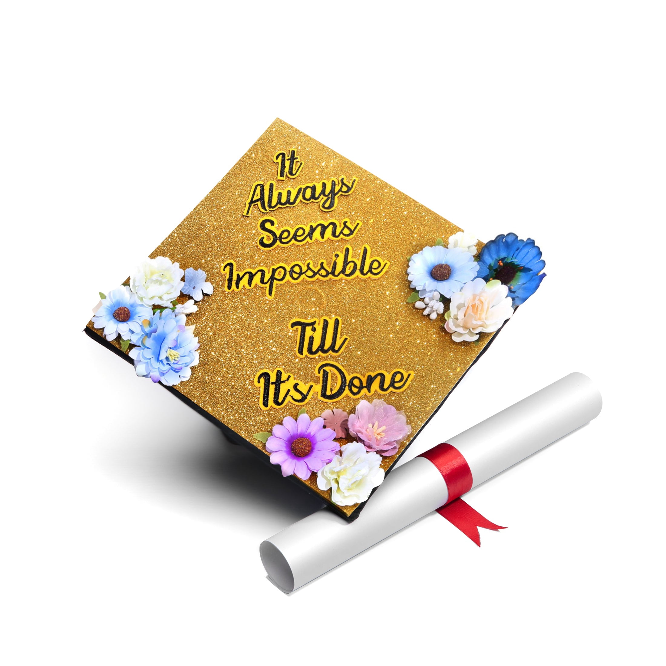 Handmade Graduation Cap Topper, Graduation Cap Decorations, It Always Seem Impossible