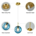 thumbnail image 6 of LMQNINE Modern Pendant Light Blue Glass with Gold Finish,Adjustable Cord for Kitchen Island,Dining Room,Mid-Century Globe Chandelier,1-Pack, 6 of 7