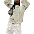 thumbnail image 1 of Douhoow Women Hollow Out Knitted Pullover Vintage Sweater Tops See Through Loose Cover-Up, 1 of 9