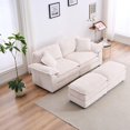 thumbnail image 4 of Loveseat Sofa Sectional Sofa with Ottoman,Modern Sleeper Couch with Pillows, Corduroy Comfy Upholstered Deep Seat Modular Sofa for Living Room, Apartment,Office,White, 4 of 9