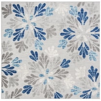 SAFAVIEH Cabana Georgiana Floral Indoor/Outdoor Area Rug, Grey/Blue, 8' x 8' Square