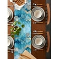 thumbnail image 2 of Ldtrchee Teal Ombre Table Runner 72 Inches, Modern Coastal Ink Painted Abstract Bed Runner Dresser Scarves Tabletop for Indoor Outdoor Parties/Ceremony/Banquet, 14" x 72", 2 of 8