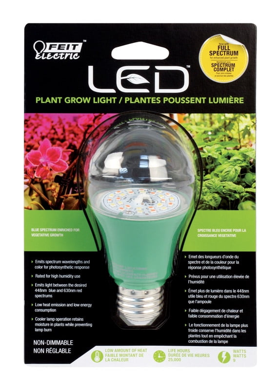 Feit Electric A19/GROW/LEDG2 LED Plant Grow Light, General Purpose, A19 Lamp, E26 Lamp Base, Green